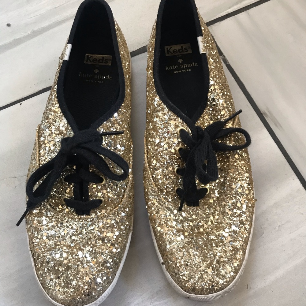 Kate Spade X Glitter Keds Gold